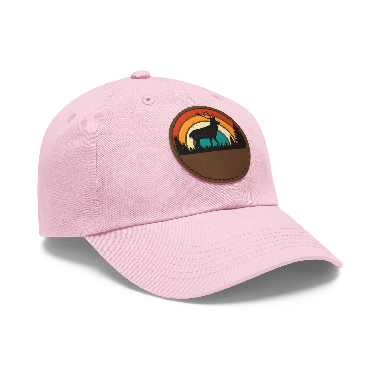 Stylish Dad Hat with Leather Patch - Retro Deer Design