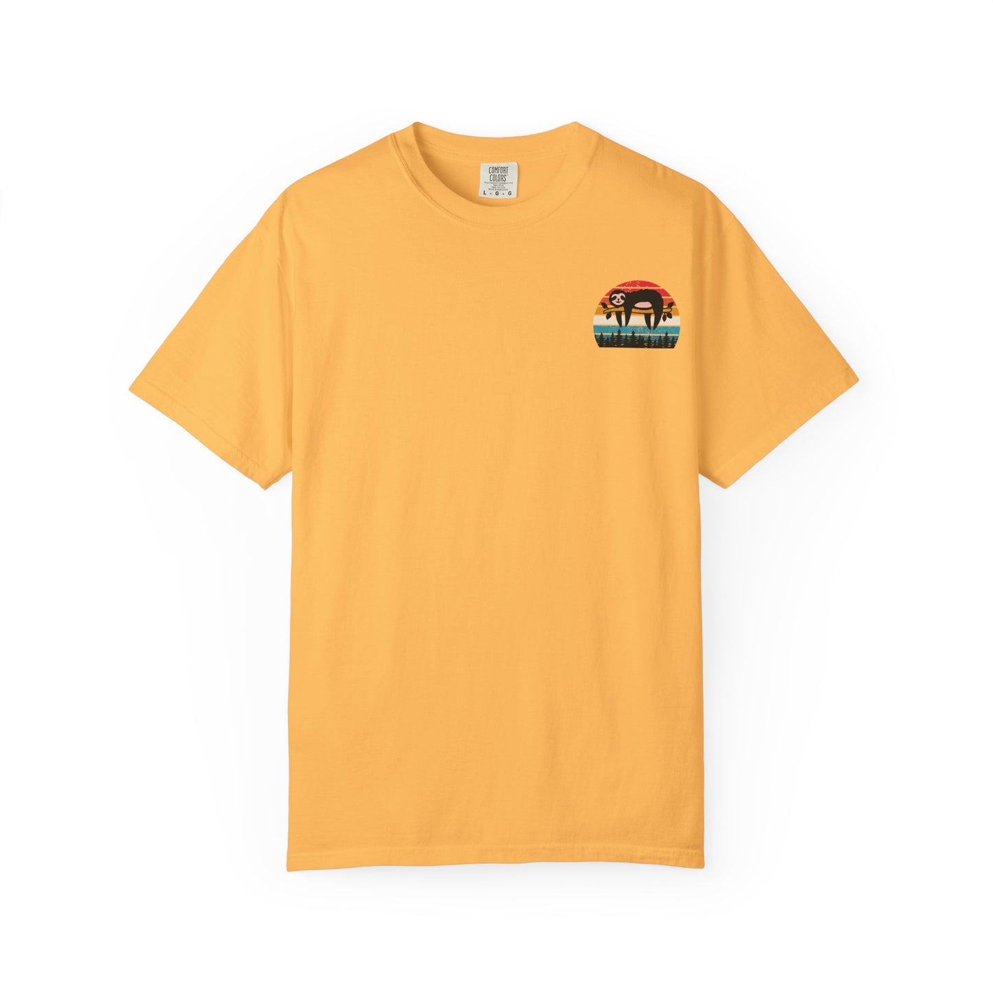 Chill Vibes Unisex Garment-Dyed T-Shirt - Retro Sloth & Sunset Design