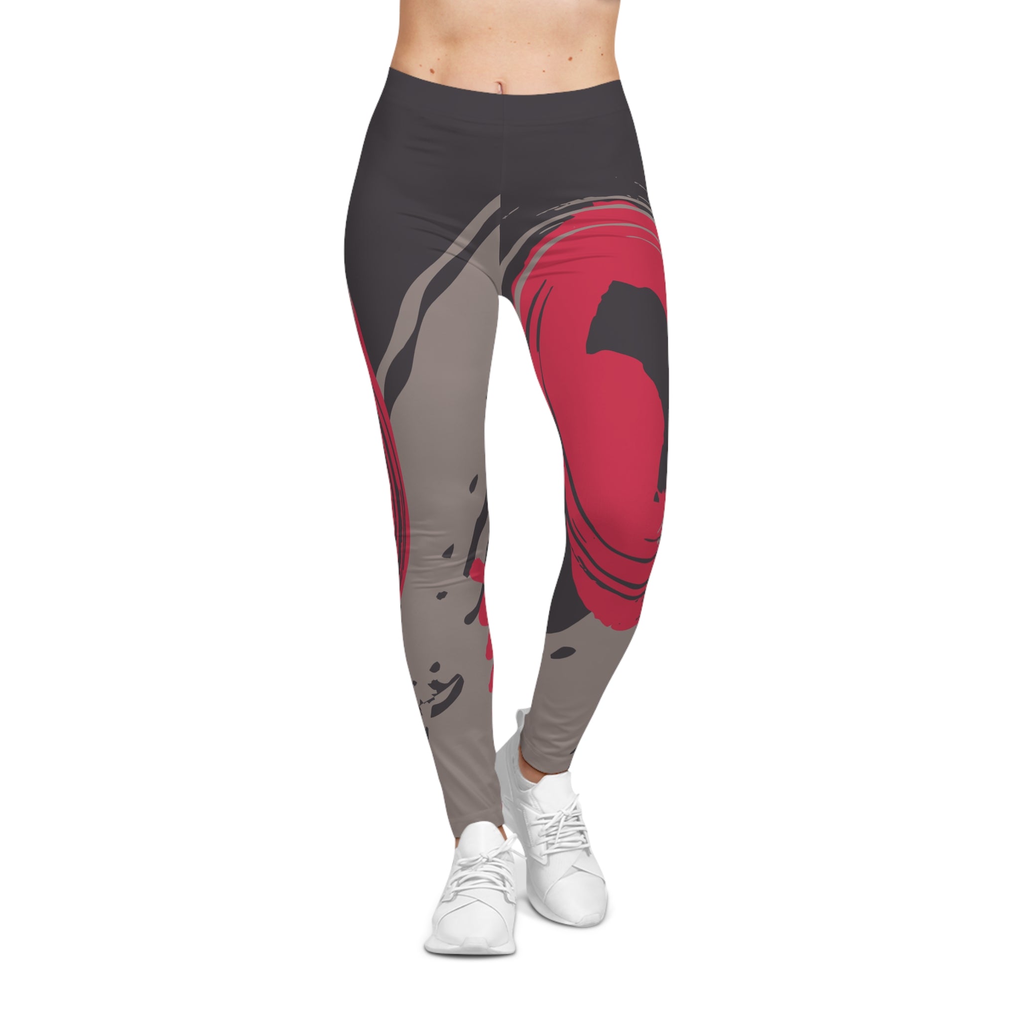 Artistic Women's Casual Leggings - Bold Abstract Design for Everyday Comfort