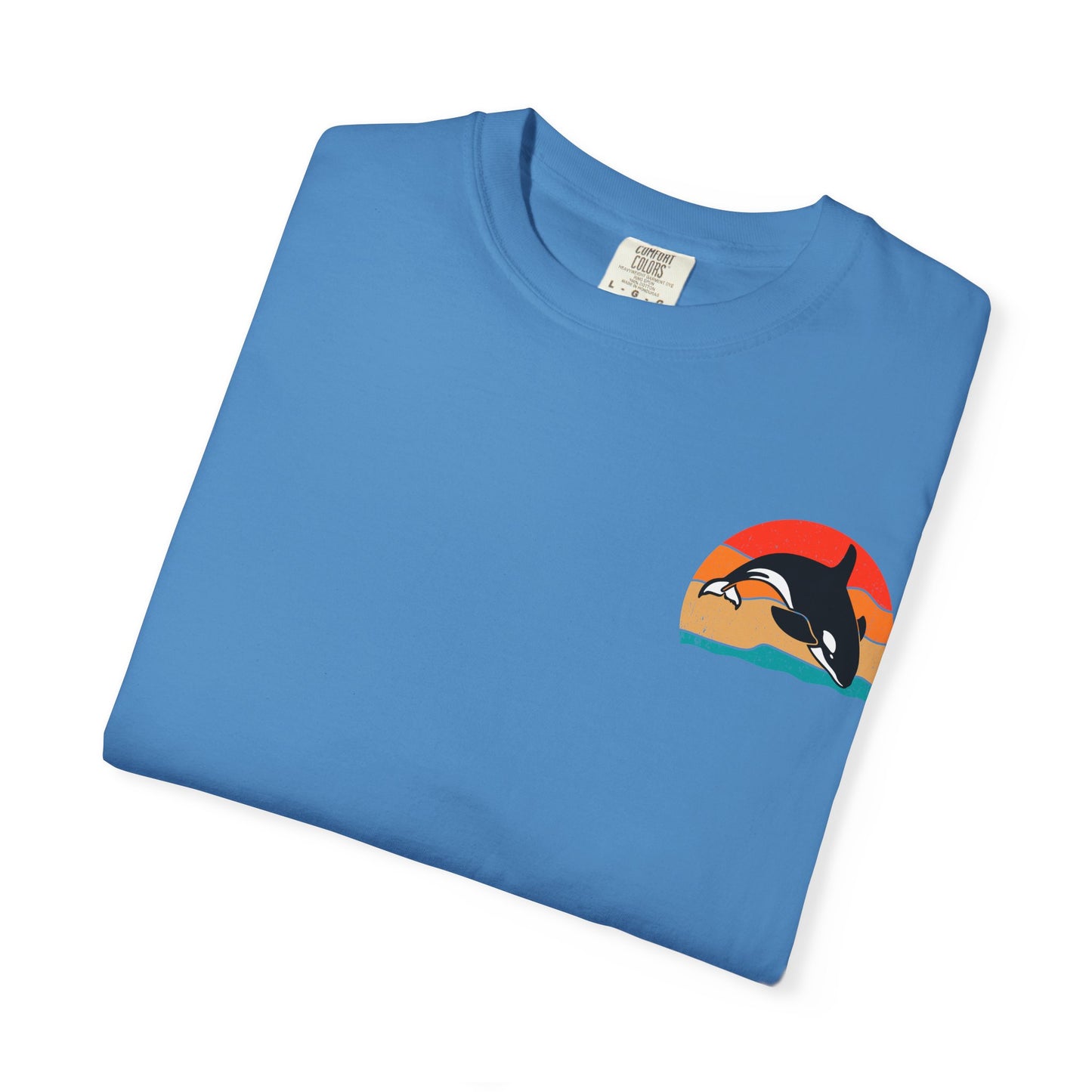 Whale Sunset Graphic T-Shirt - Unisex Garment-Dyed Tee for Ocean Lovers