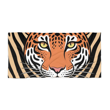 Tiger Beach Towel, Tropical Animal Print Towel, Summer Gift for Beach-Lovers, Vibrant Towel for Sunbathing, Holiday Towel for