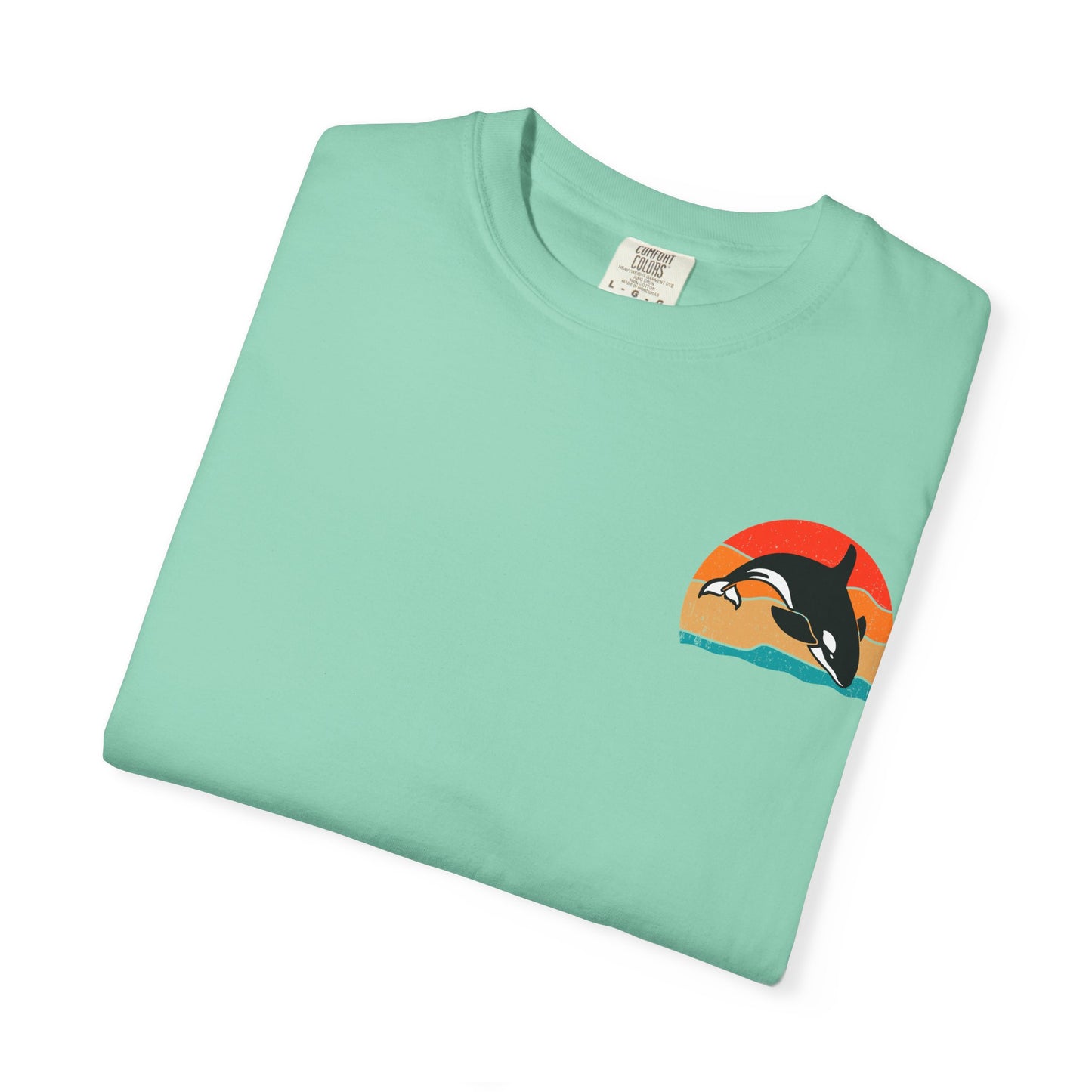 Whale Sunset Graphic T-Shirt - Unisex Garment-Dyed Tee for Ocean Lovers