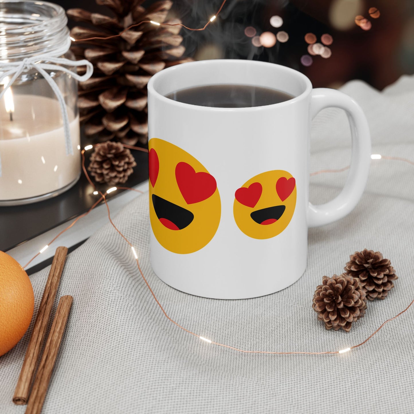 Cute Love Emoji Ceramic Mug - Perfect Gift for Valentine's Day, Coffee Lovers, or Romantic Occasions