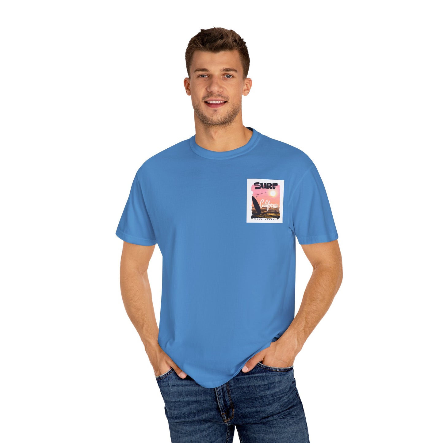 California Surf Graphic Tee - Unisex Garment-Dyed T-Shirt for Beach Lovers, Summer Vibes, Gift for Surfers, Casual Wear,