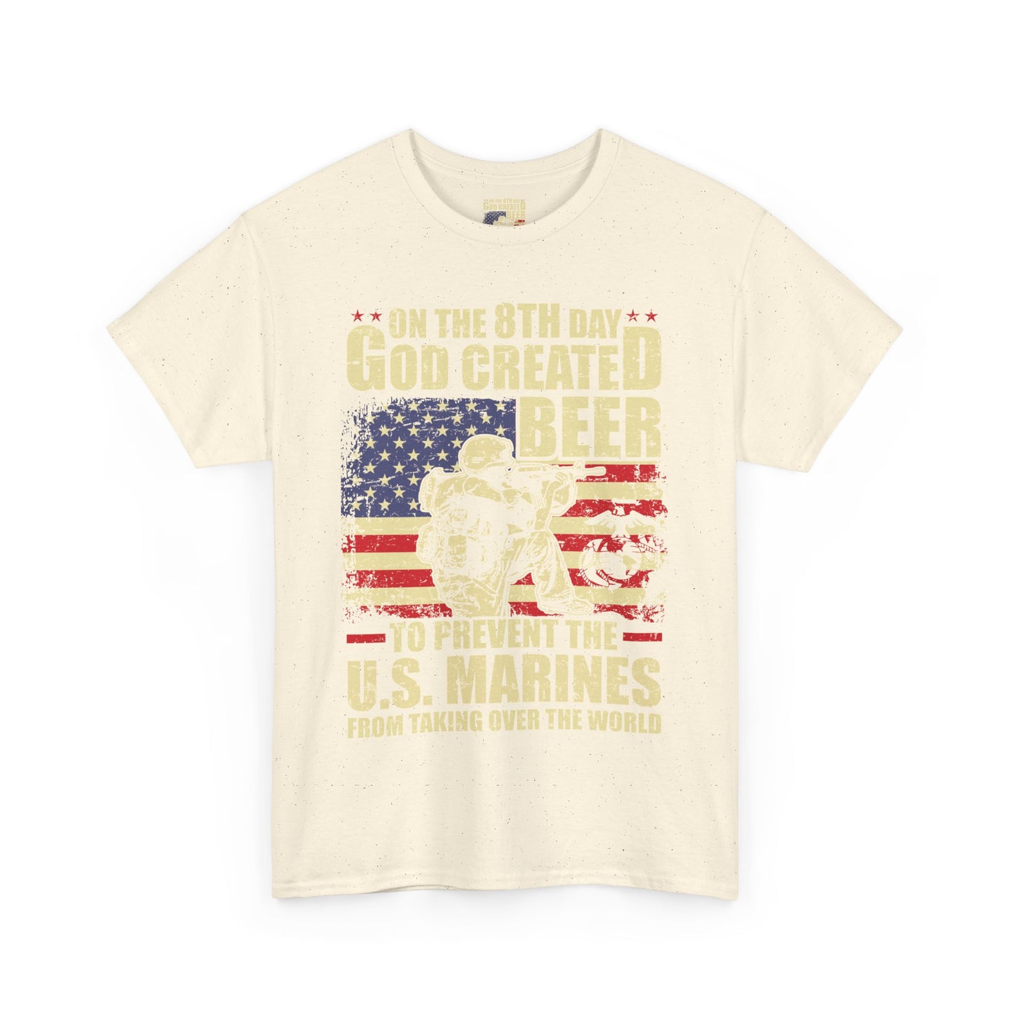 God Created Beer Unisex Heavy Cotton Tee, Fun Patriotic Shirt, Gift for Beer Lovers, US Marines Support, July 4th Celebration