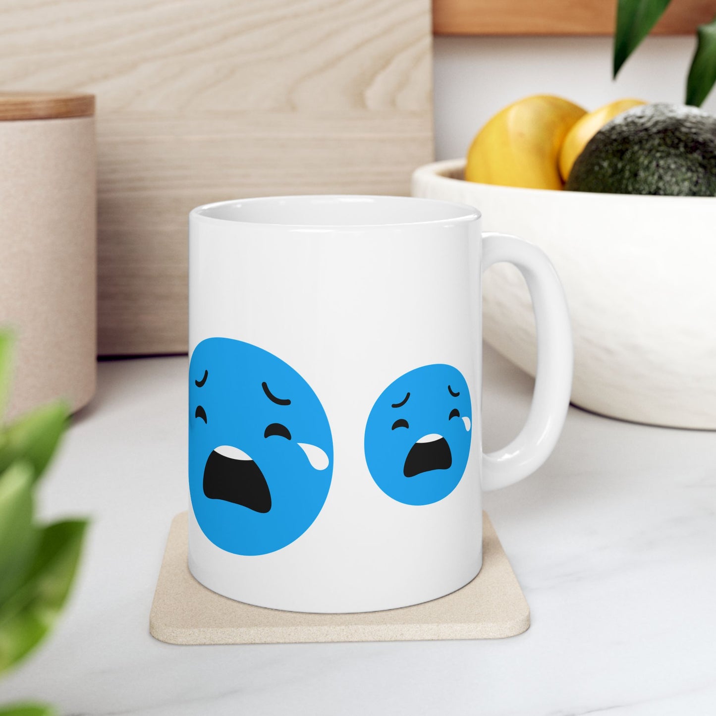 Sad Emoji Ceramic Mug - 11oz & 15oz Coffee Cup for Comfort & Support