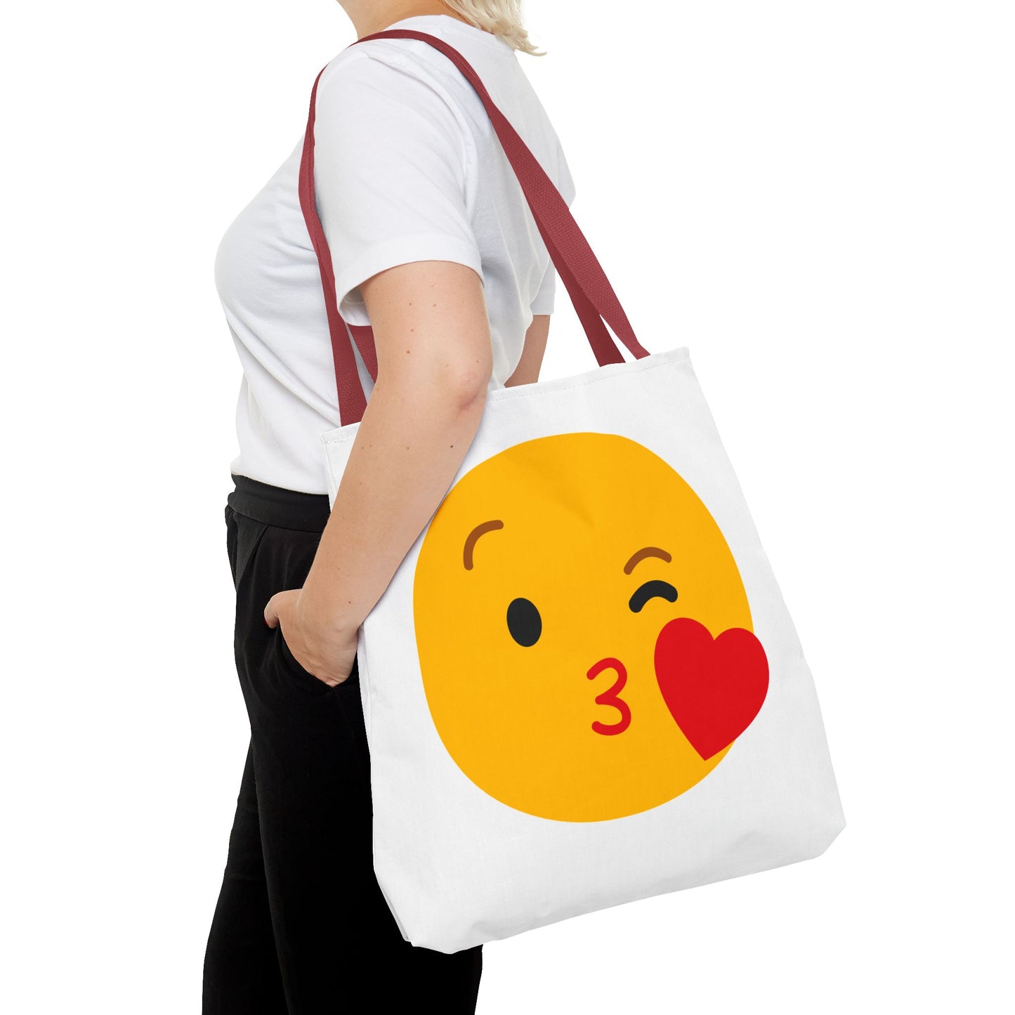 Emoji Kiss Tote Bag, Cute Gift for Friends, Love & Friendship, Reusable Shopping, Fun Casual Bag, Holiday Gifts