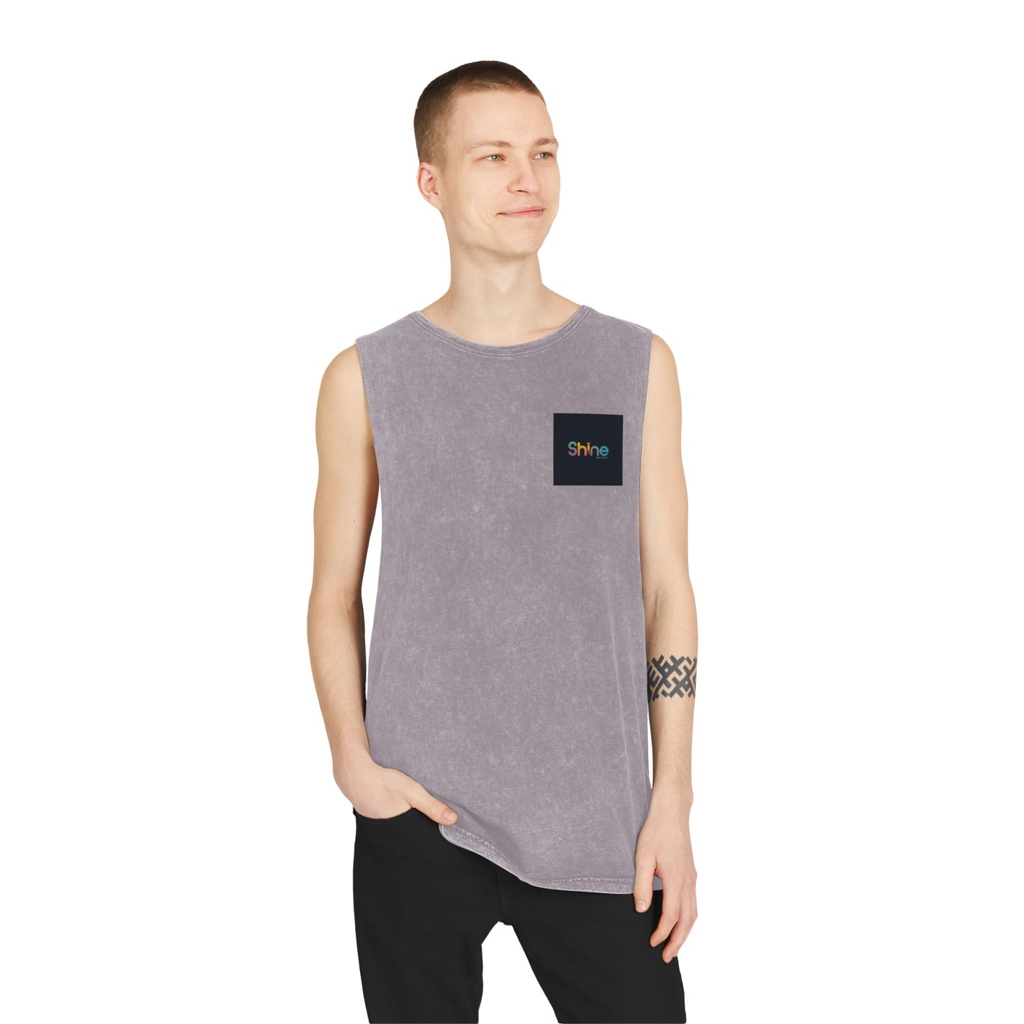 Unisex Stonewash Tank Top - Shine Graphic Tee for Summer Adventures