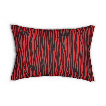Bold Zebra Striped Lumbar Pillow - Red & Black Decor Accent for Modern Living Spaces