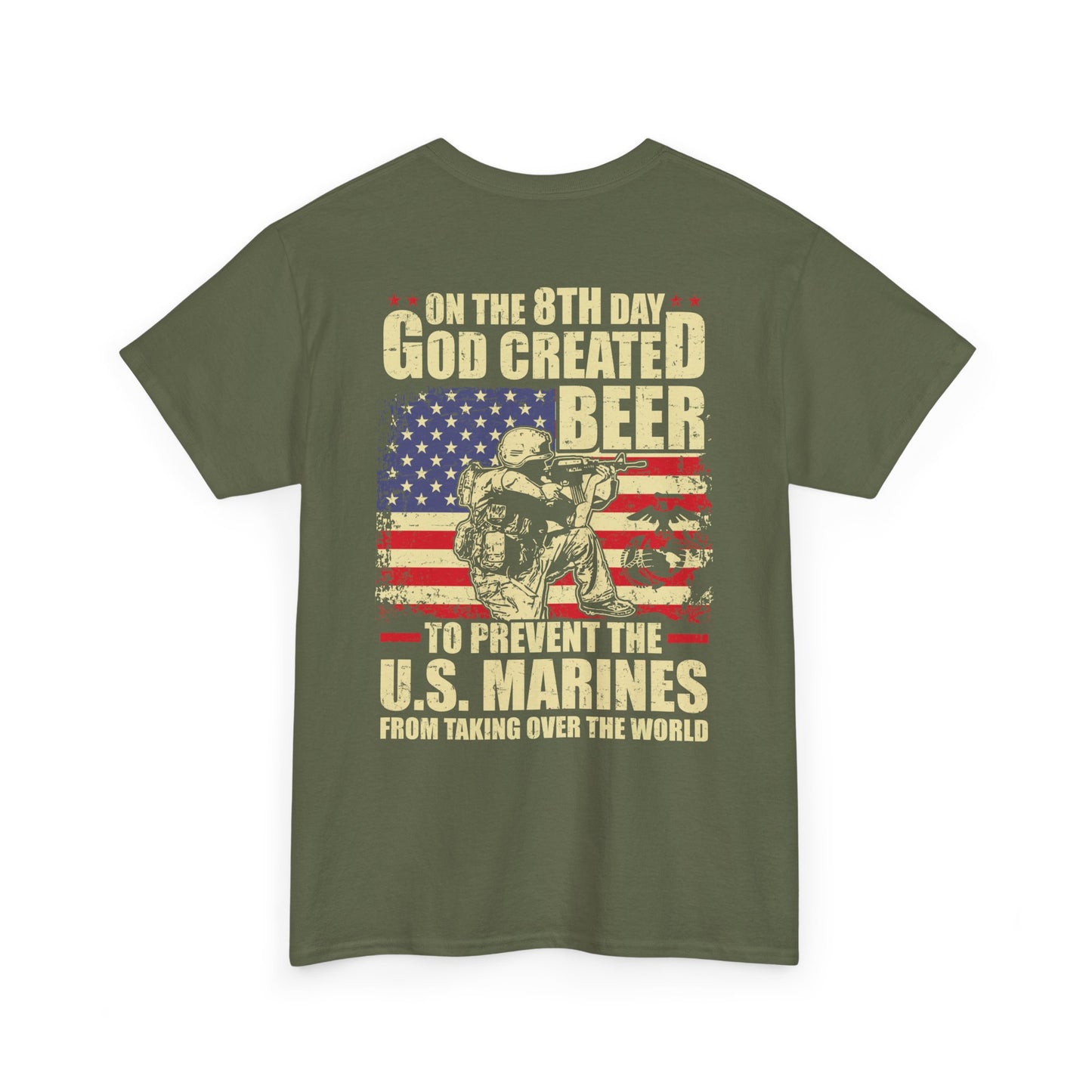 God Created Beer Unisex Heavy Cotton Tee, Fun Patriotic Shirt, Gift for Beer Lovers, US Marines Support, July 4th Celebration