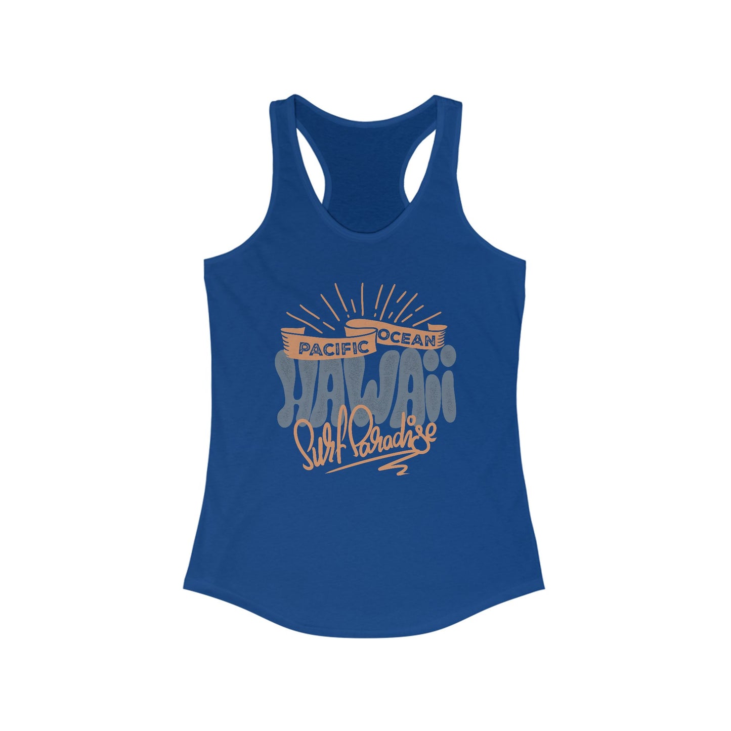 Hawaiian Beach Vibe Racerback Tank, Perfect for Summer, Beach Days, Vacation Wear, Travel Top, Surf Lovers