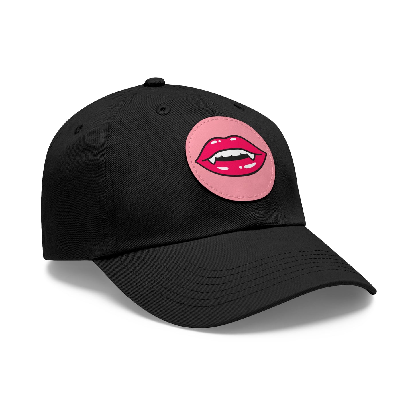 Hat for Men, Stylish Summer Dad Cap with Leather Patch, Trendy Bold Lip Design, Casual Baseball Hat, Fashionable Accessory