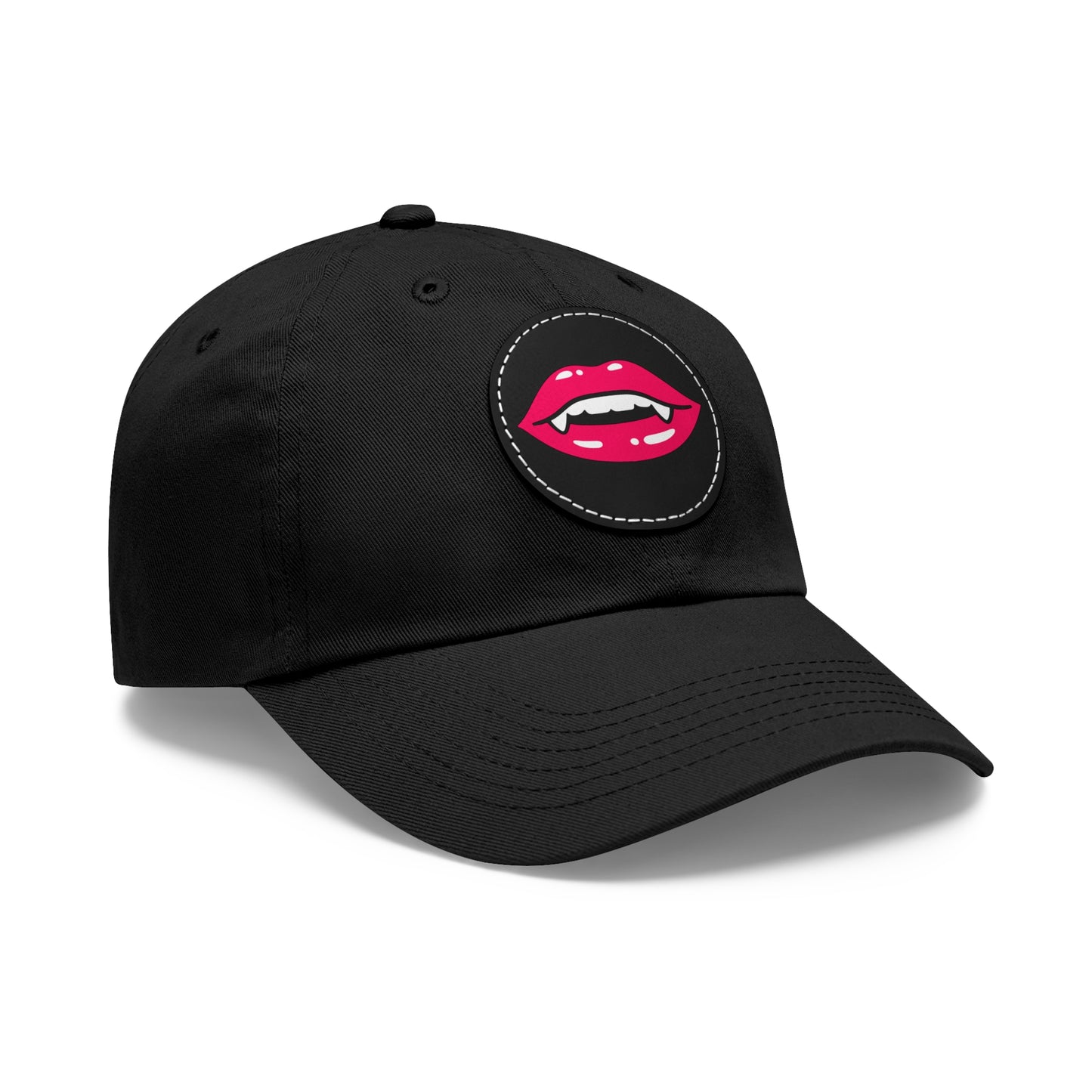 Hat for Men, Stylish Summer Dad Cap with Leather Patch, Trendy Bold Lip Design, Casual Baseball Hat, Fashionable Accessory