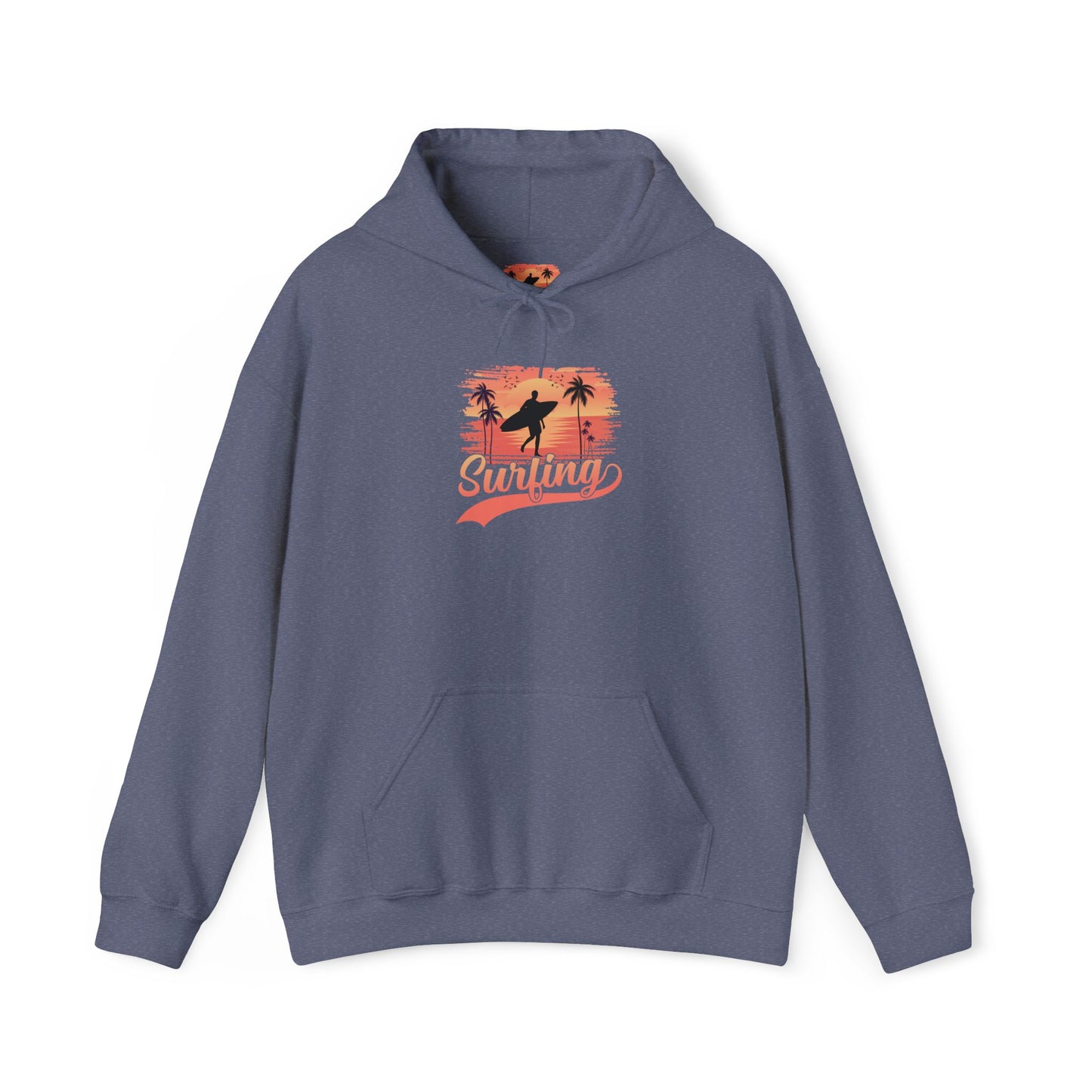 Surfing Vibes Hooded Sweatshirt, Beachwear, Gift for Surfers, Summer Fashion, Casual Wear, Coastal Style