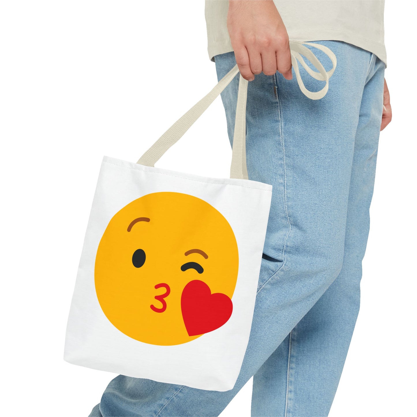 Emoji Kiss Tote Bag, Cute Gift for Friends, Love & Friendship, Reusable Shopping, Fun Casual Bag, Holiday Gifts