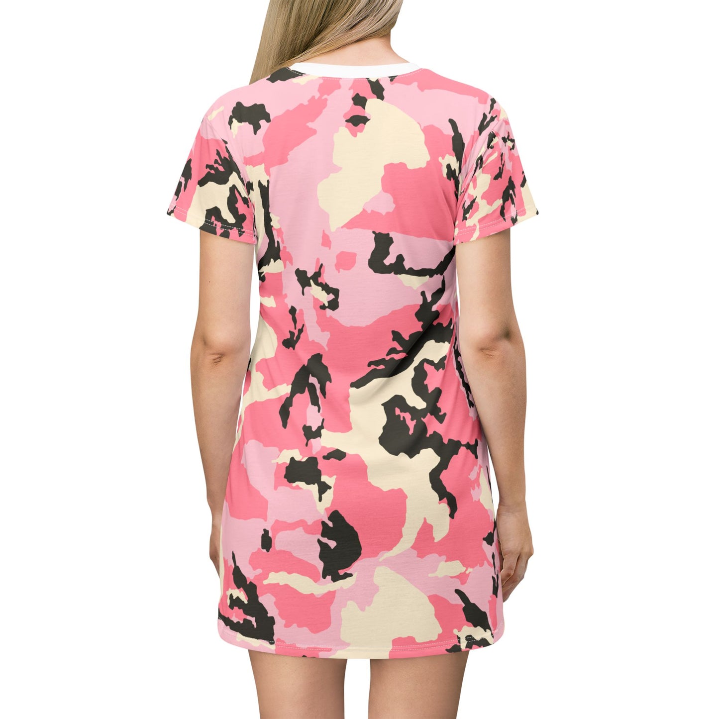 Trendy Pink Camouflage T-Shirt Dress for Casual Chic Style