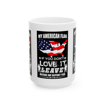 American Flag Ceramic Mug, Patriotic Coffee Cup for Independence Day, Memorial Day, USA Pride Drinkware, Gift for Veterans,