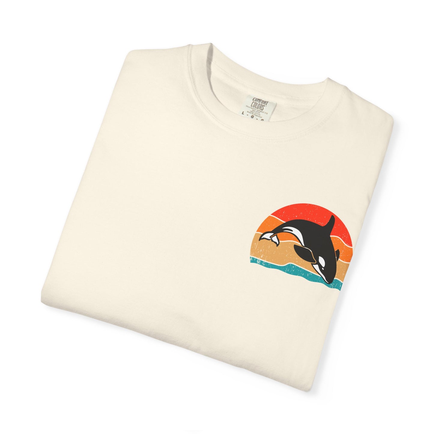 Ocean Sunset Orca Unisex T-Shirt - Relaxed, Vibrant Beach Vibes