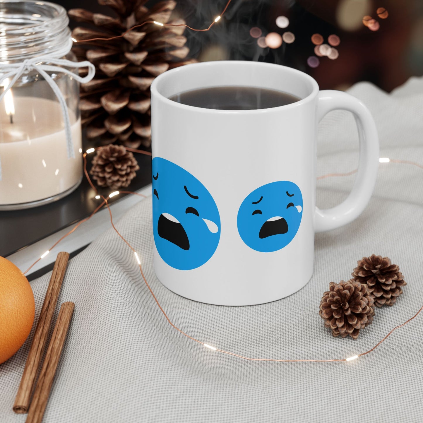 Sad Emoji Ceramic Mug - 11oz & 15oz Coffee Cup for Comfort & Support