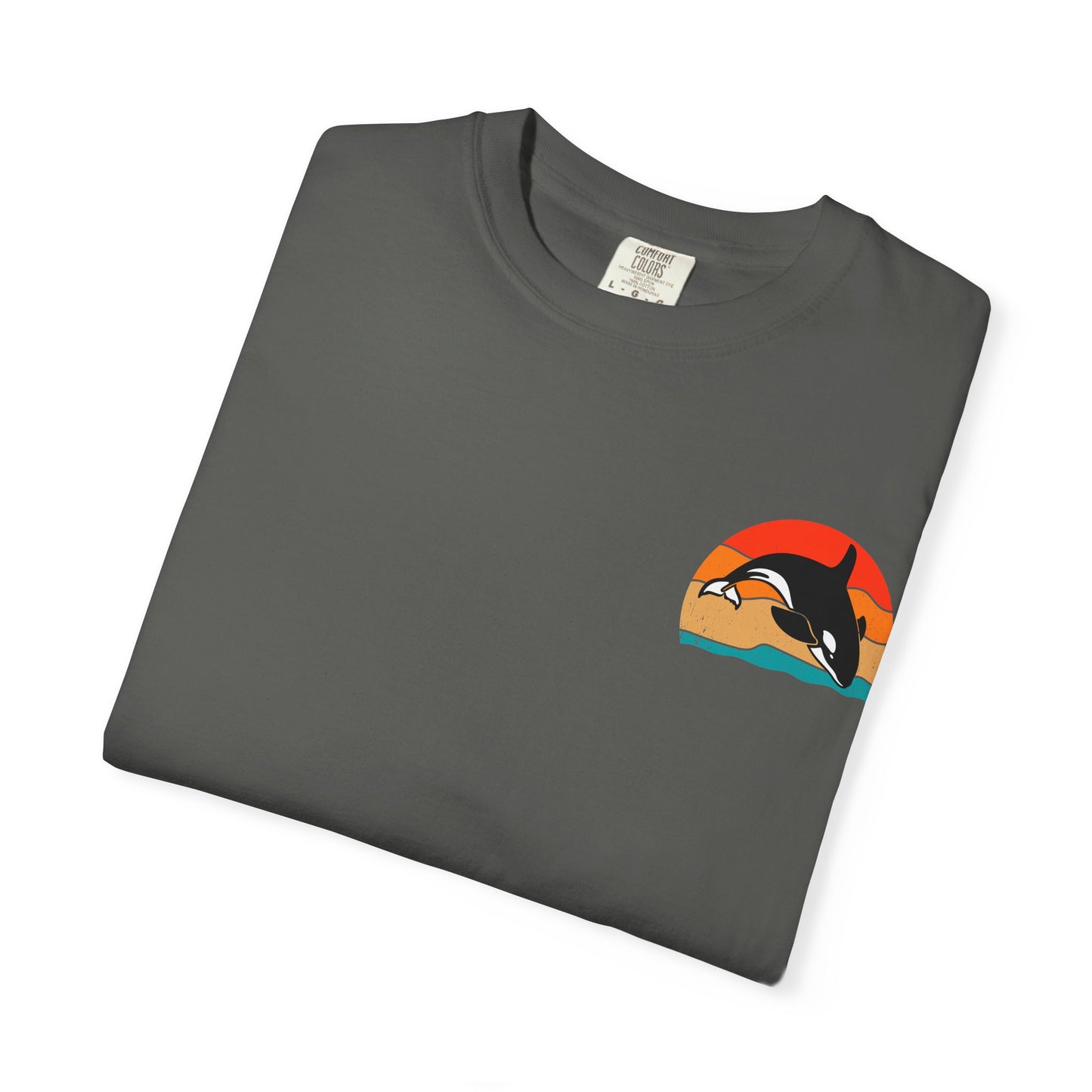 Whale Sunset Graphic T-Shirt - Unisex Garment-Dyed Tee for Ocean Lovers
