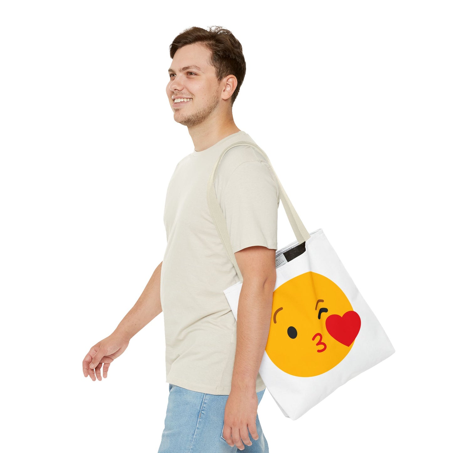 Emoji Kiss Tote Bag, Cute Gift for Friends, Love & Friendship, Reusable Shopping, Fun Casual Bag, Holiday Gifts
