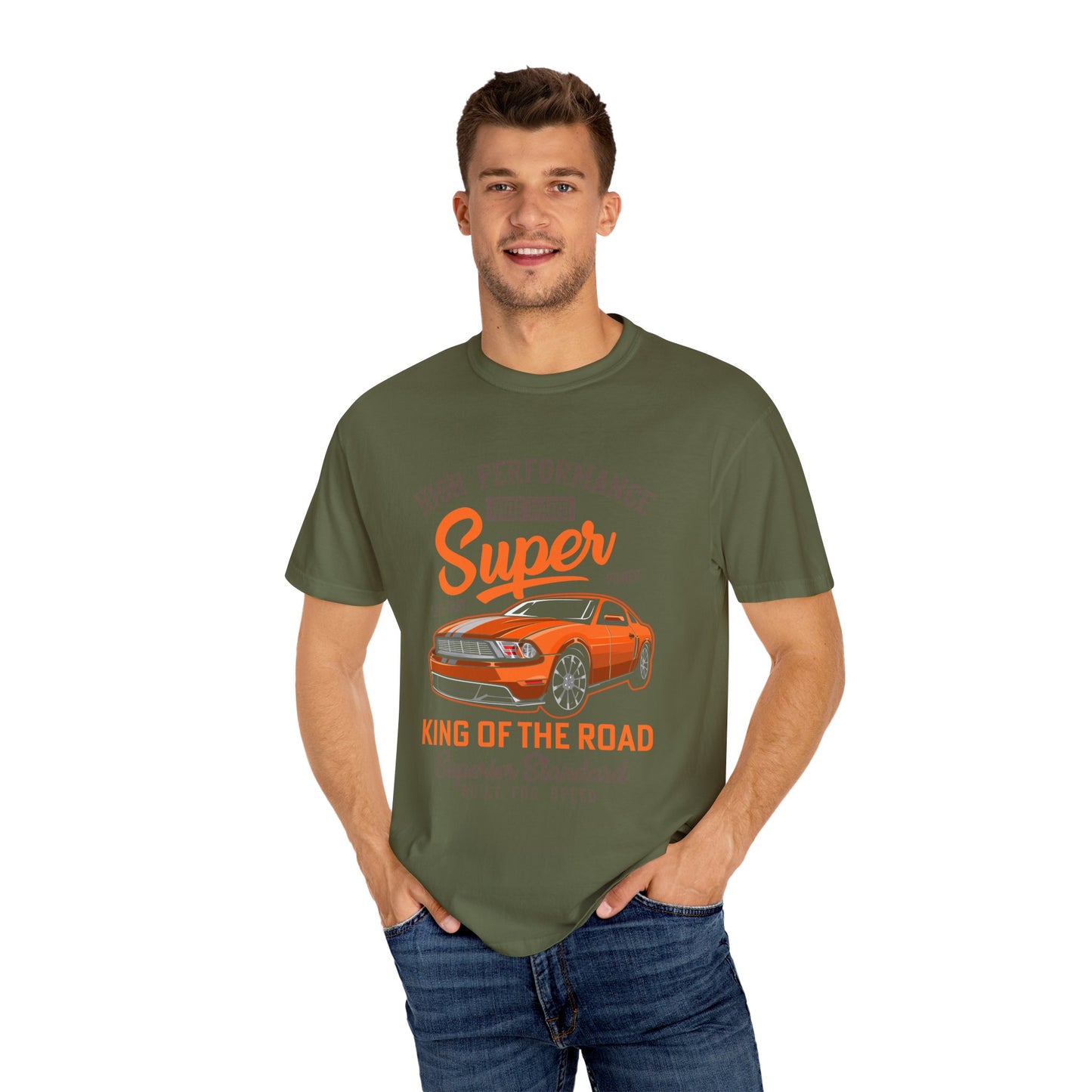 King of the Road T-Shirt - Unisex Garment-Dyed Tee for Car Enthusiasts