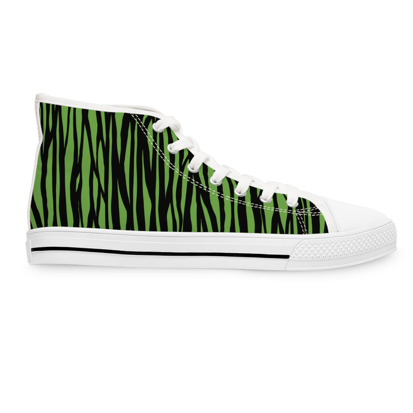 Women's High Top Sneakers - Green Zebra Print Casual Shoes