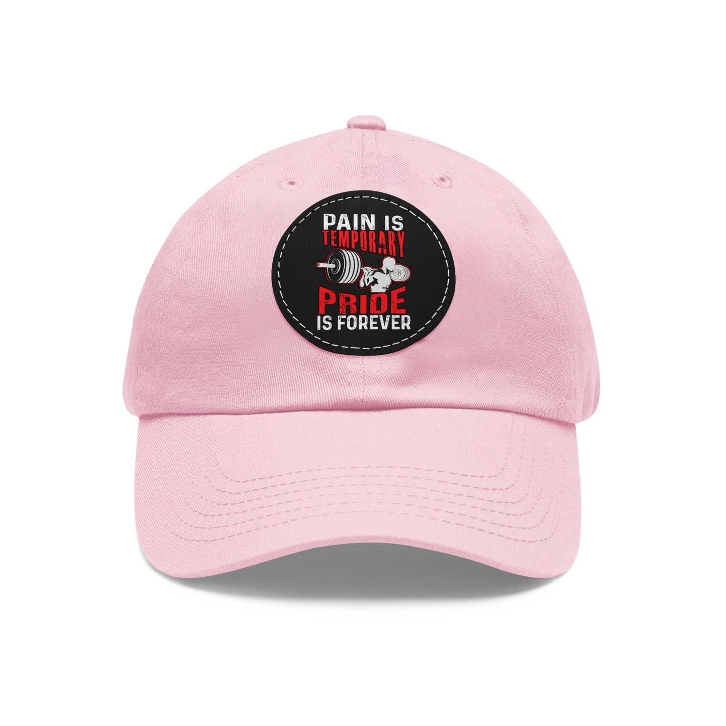 Dad Hat, Workout Cap with Leather Patch - Gym Pride, Motivational Fitness Gift - Round Brim Baseball Cap, Sport Headwear,