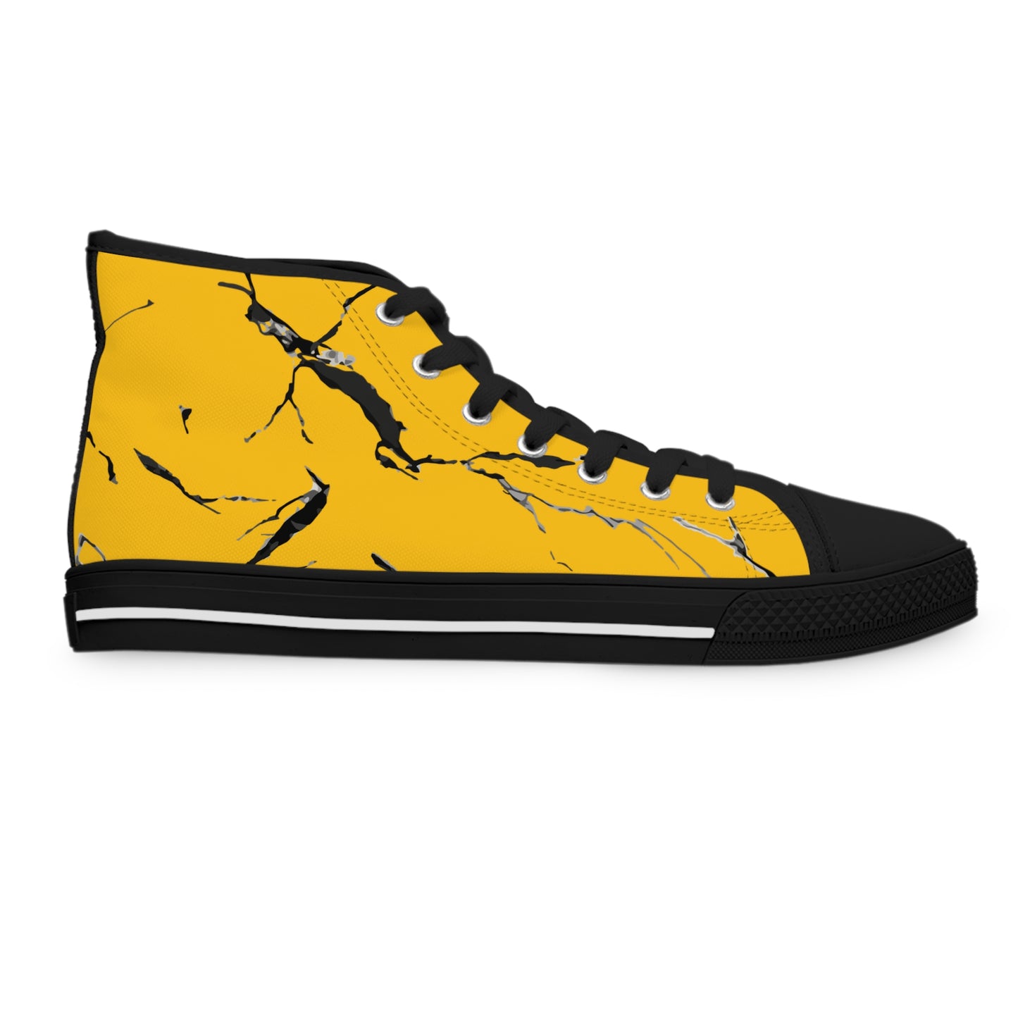Stylish Yellow High Top Sneakers with Unique Marble Design