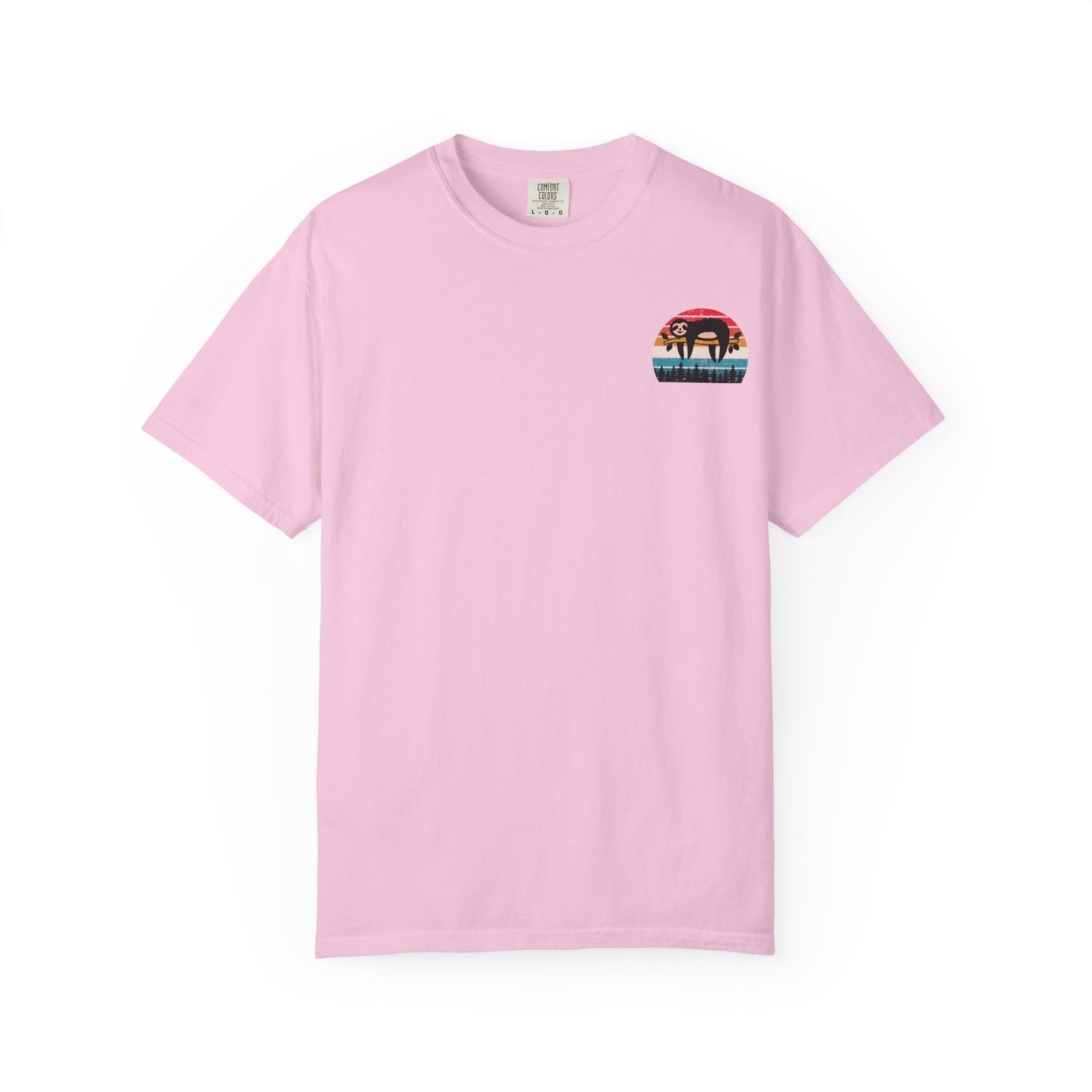 Chill Vibes Unisex Garment-Dyed T-Shirt - Retro Sloth & Sunset Design