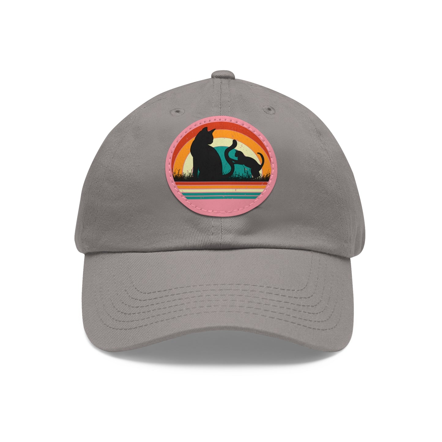 Cats and Sunset Dad Hat - Vintage Leather Patch Cap