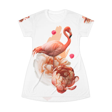 Flamingo Floral T-Shirt Dress - Perfect for Summer Celebrations