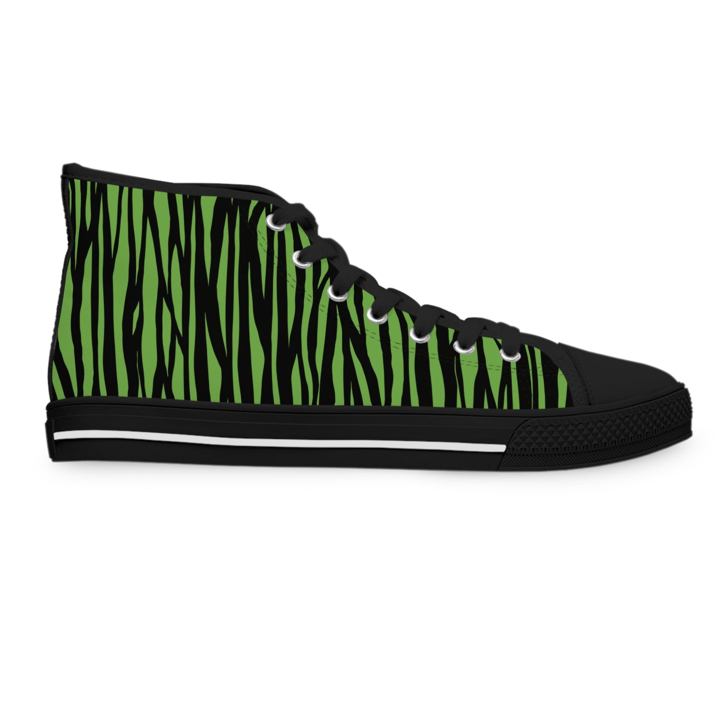 Women's High Top Sneakers - Green Zebra Print Casual Shoes