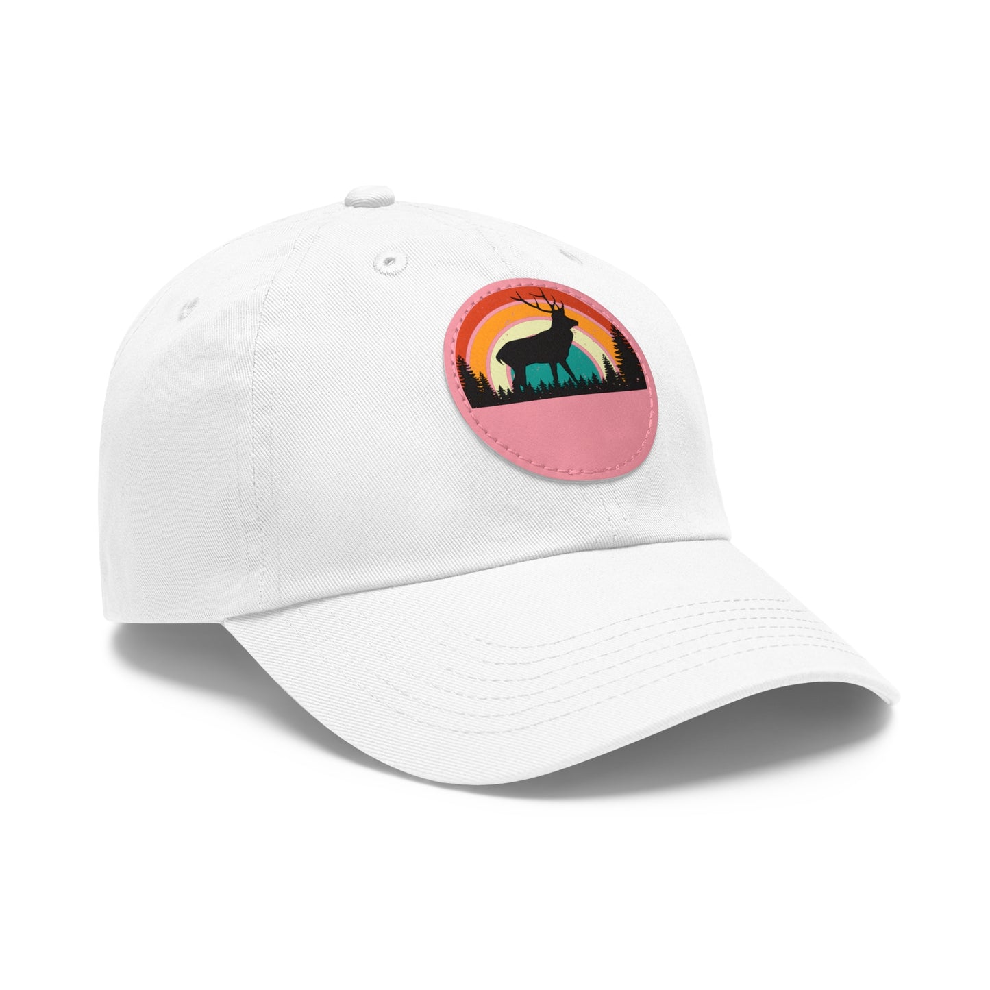 Stylish Dad Hat with Leather Patch - Retro Deer Design