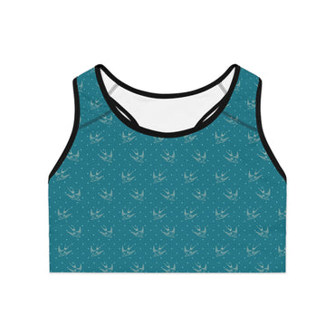 Charming Sports Bra with Bird Print, Fitness Wear, Workout Gear, Yoga Top, Activewear for Her, Great for Gifts