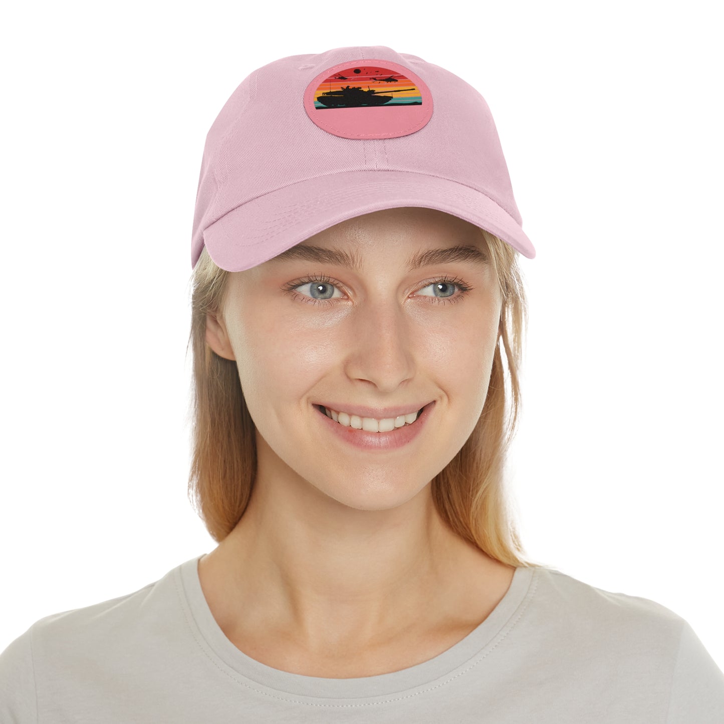 Retro Sunset Dad Hat with Leather Patch