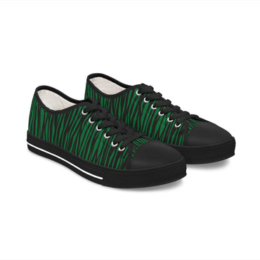 Stylish Green Striped Low Top Sneakers for Women