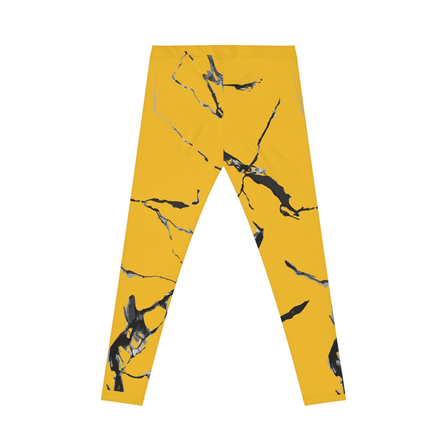 Chic Marble Print Leggings, Stylish Workout Tights, Athleisure Bottoms, Trendy Yellow Activewear, Unique Yoga Pants
