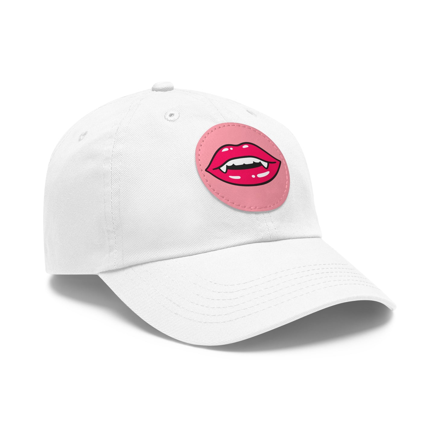 Hat for Men, Stylish Summer Dad Cap with Leather Patch, Trendy Bold Lip Design, Casual Baseball Hat, Fashionable Accessory