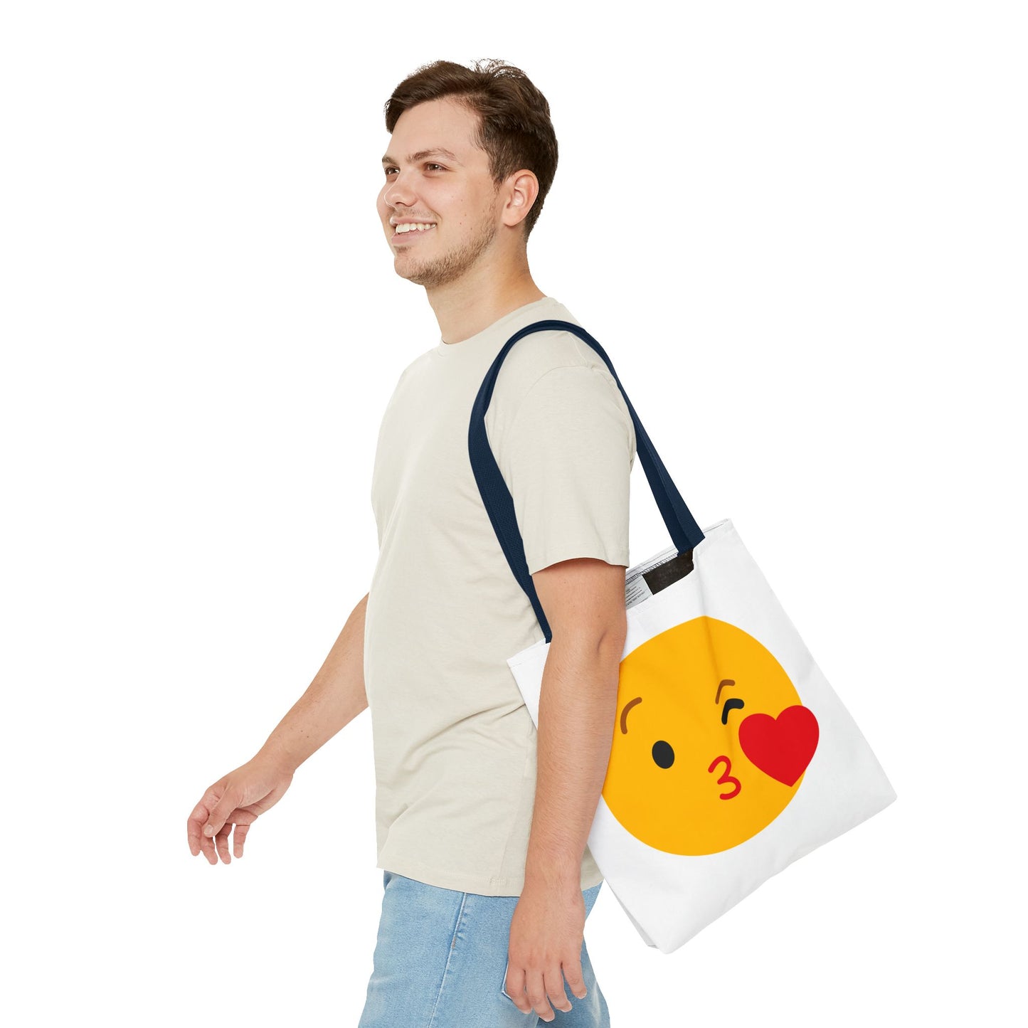Emoji Kiss Tote Bag, Cute Gift for Friends, Love & Friendship, Reusable Shopping, Fun Casual Bag, Holiday Gifts