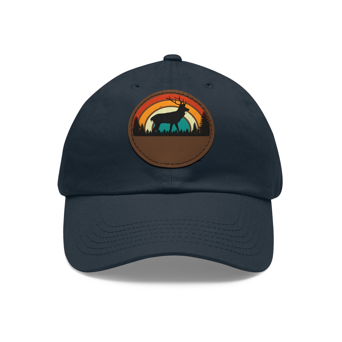 Stylish Dad Hat with Leather Patch - Retro Deer Design