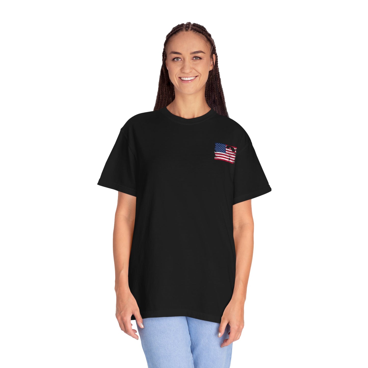 Patriotic Garment-Dyed T-Shirt - Vintage American Flag Design