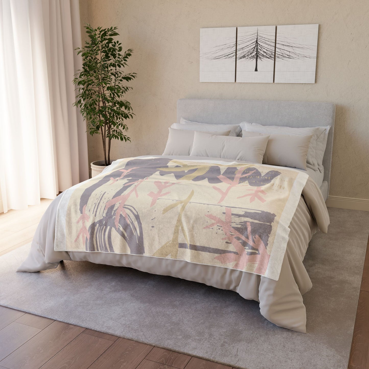 Cozy Boho Soft Polyester Blanket - Nature-Inspired Design