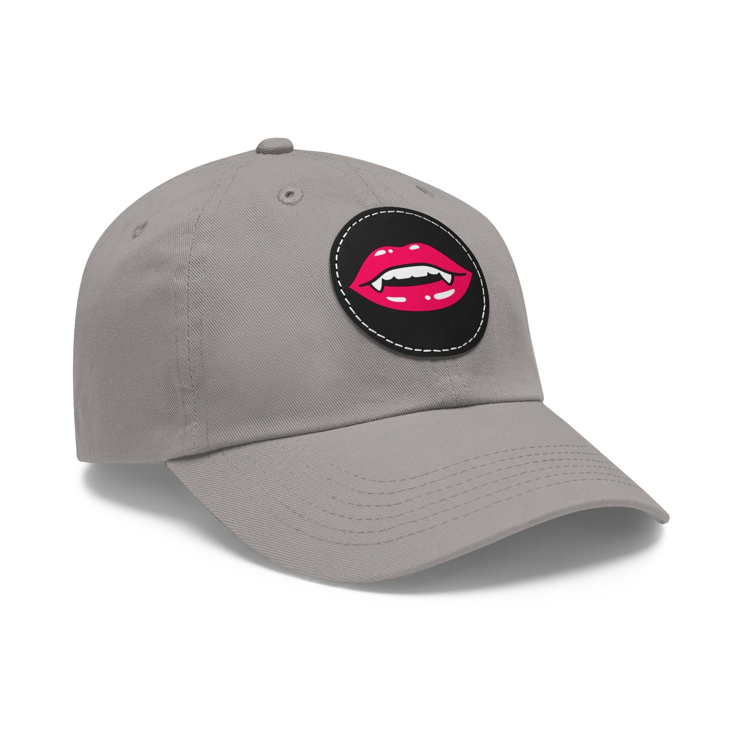 Hat for Men, Stylish Summer Dad Cap with Leather Patch, Trendy Bold Lip Design, Casual Baseball Hat, Fashionable Accessory