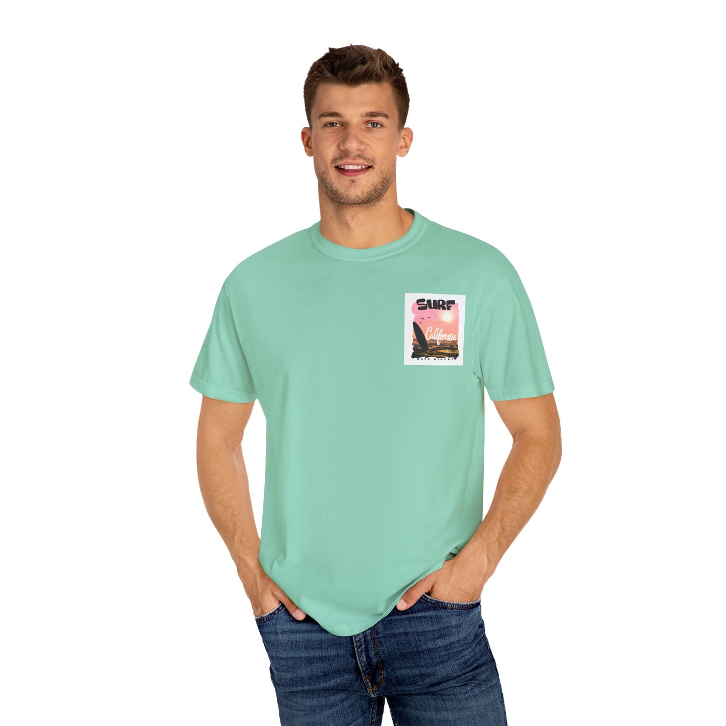 California Surf Graphic Tee - Unisex Garment-Dyed T-Shirt for Beach Lovers, Summer Vibes, Gift for Surfers, Casual Wear,
