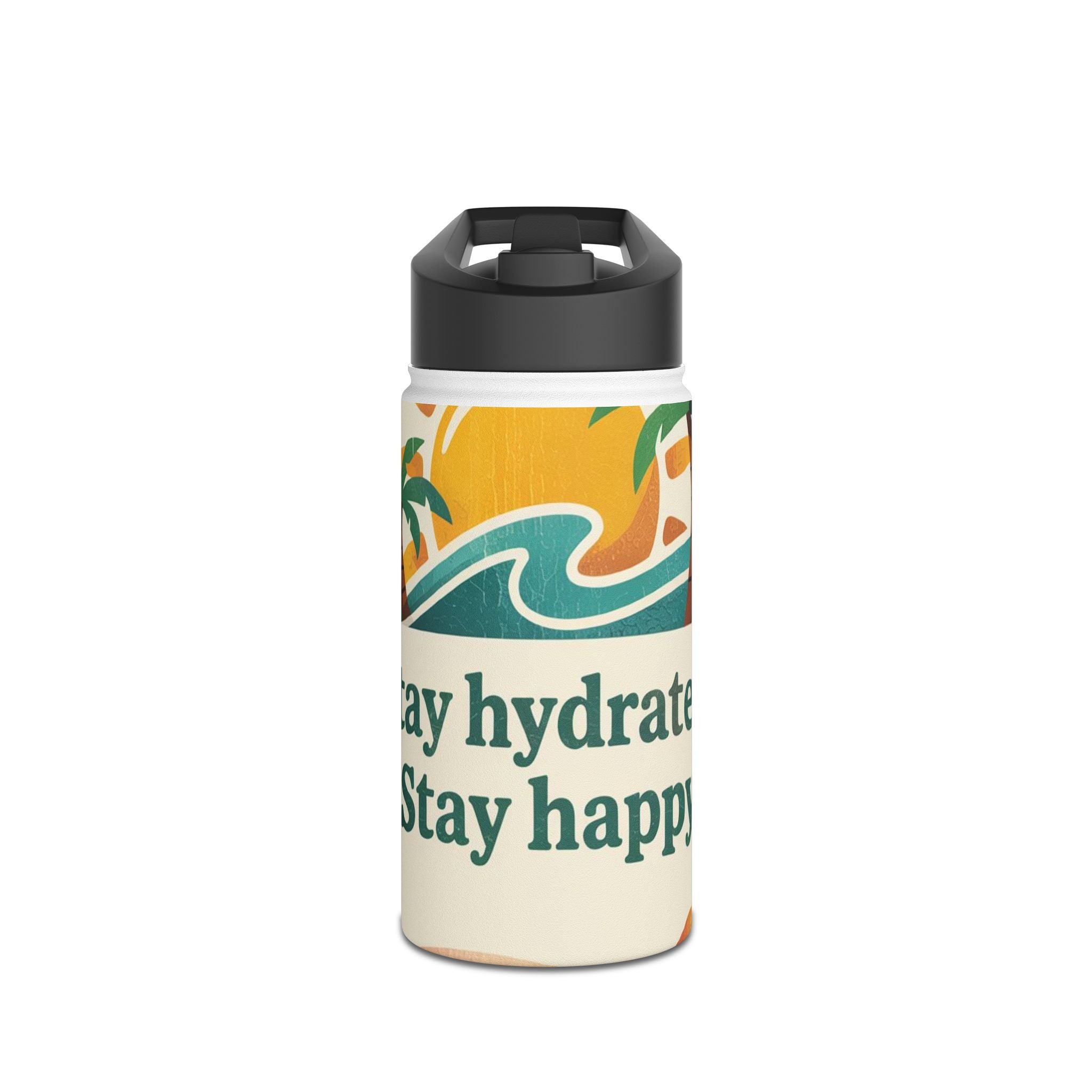 Tropical Vibes Stainless Steel Water Bottle, Stay Hydrated Stay Happy, Eco-Friendly Travel Mug, Summer Hydration, Outdoor
