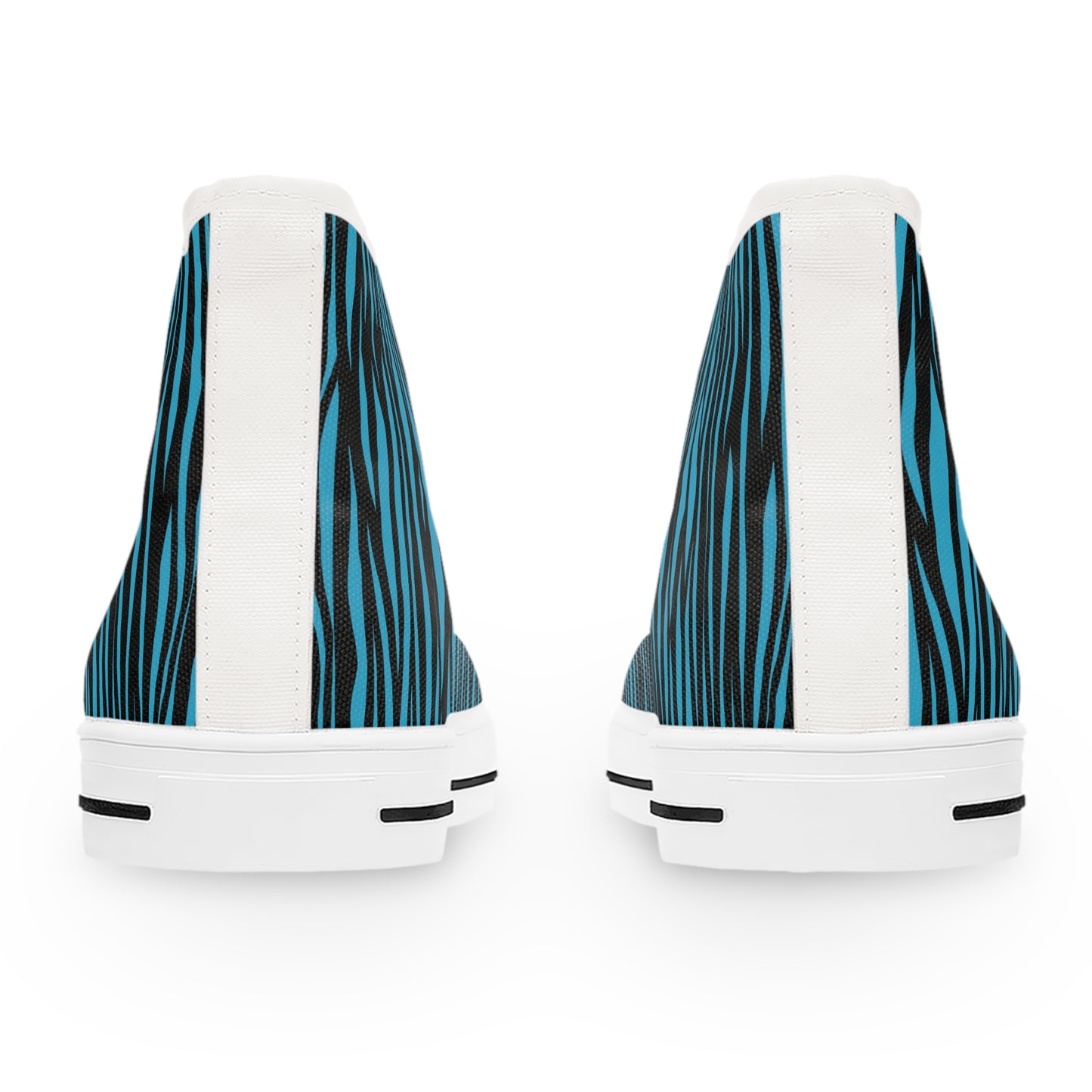 Women's High Top Sneakers - Funky Blue Zebra Print, Trendy Footwear, Casual Style, Unique Gift, Everyday Comfort