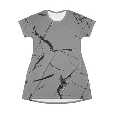 Elegant Marble Print T-Shirt Dress, Casual Summer Dress, Comfortable Everyday Wear, Fashionable Loungewear, Gift for Her