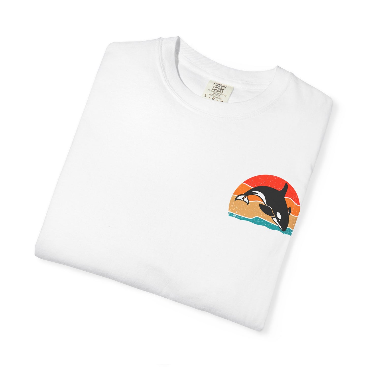 Whale Sunset Graphic T-Shirt - Unisex Garment-Dyed Tee for Ocean Lovers