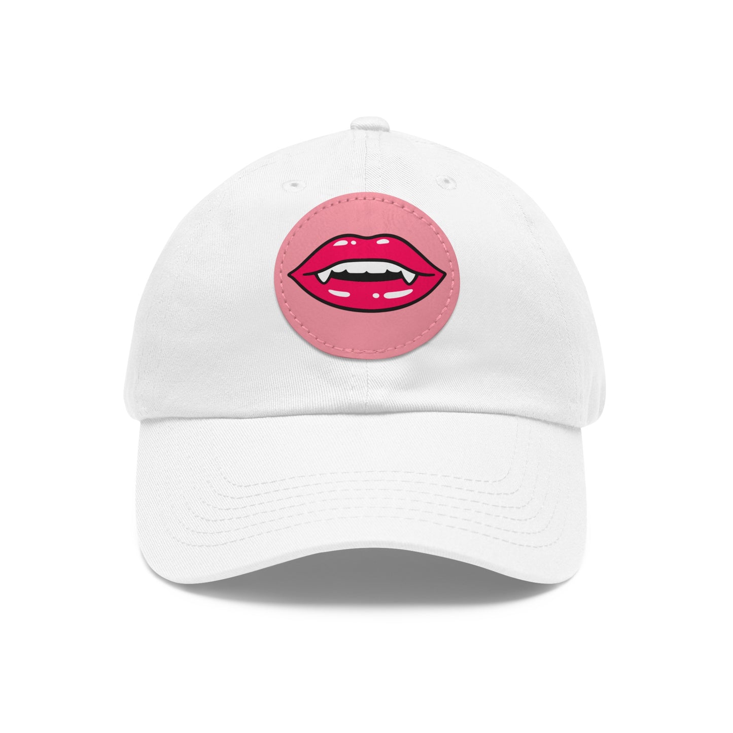 Hat for Men, Stylish Summer Dad Cap with Leather Patch, Trendy Bold Lip Design, Casual Baseball Hat, Fashionable Accessory